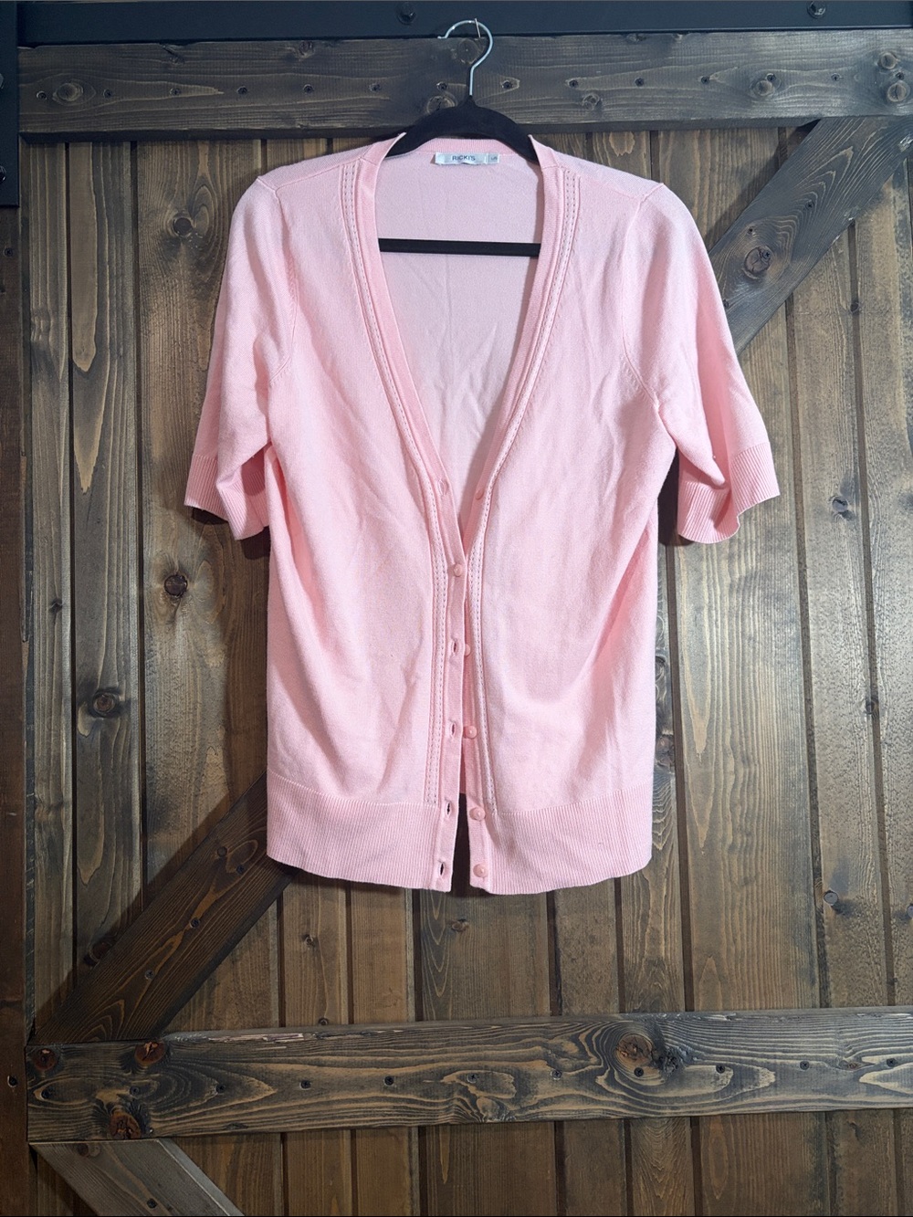 Ricki's Pale Pink Short Sleeve Button-Back Cardigan